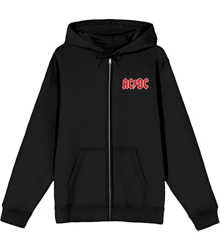 ウェア acdc Bioworld ACDC American Flag Men's Black Zippered Hoodie-S at